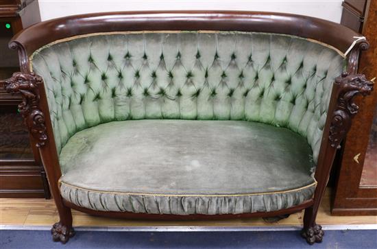 A late 19th century Austro-Hungarian mahogany sofa 149cm